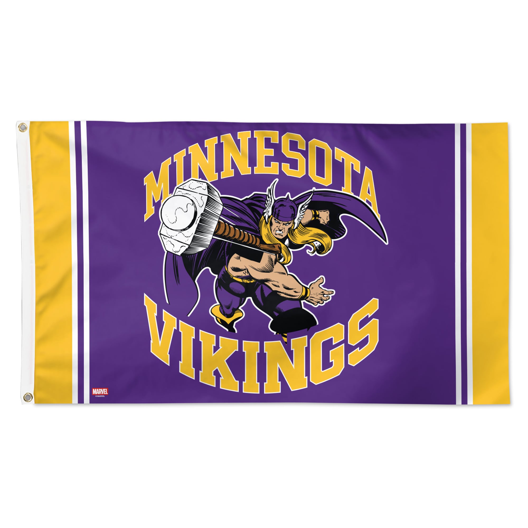 Drapeau de luxe simple face WinCraft Minnesota Vikings Disney x NFL Thor 91 x 152 cm