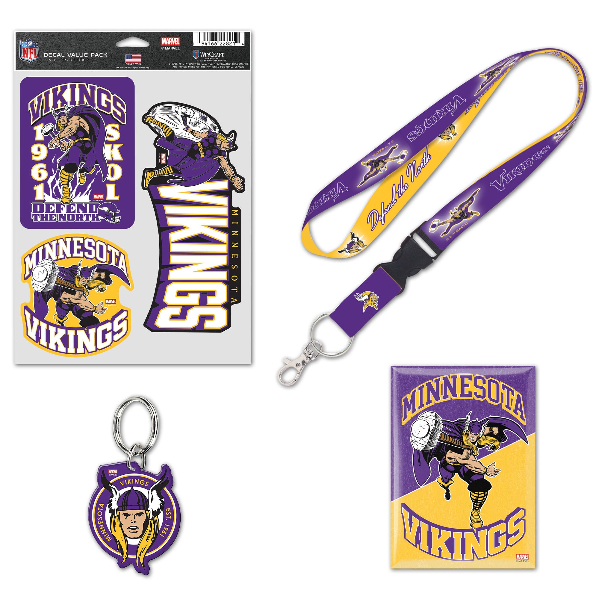 Pack de fans WinCraft Minnesota Vikings Disney x NFL Thor