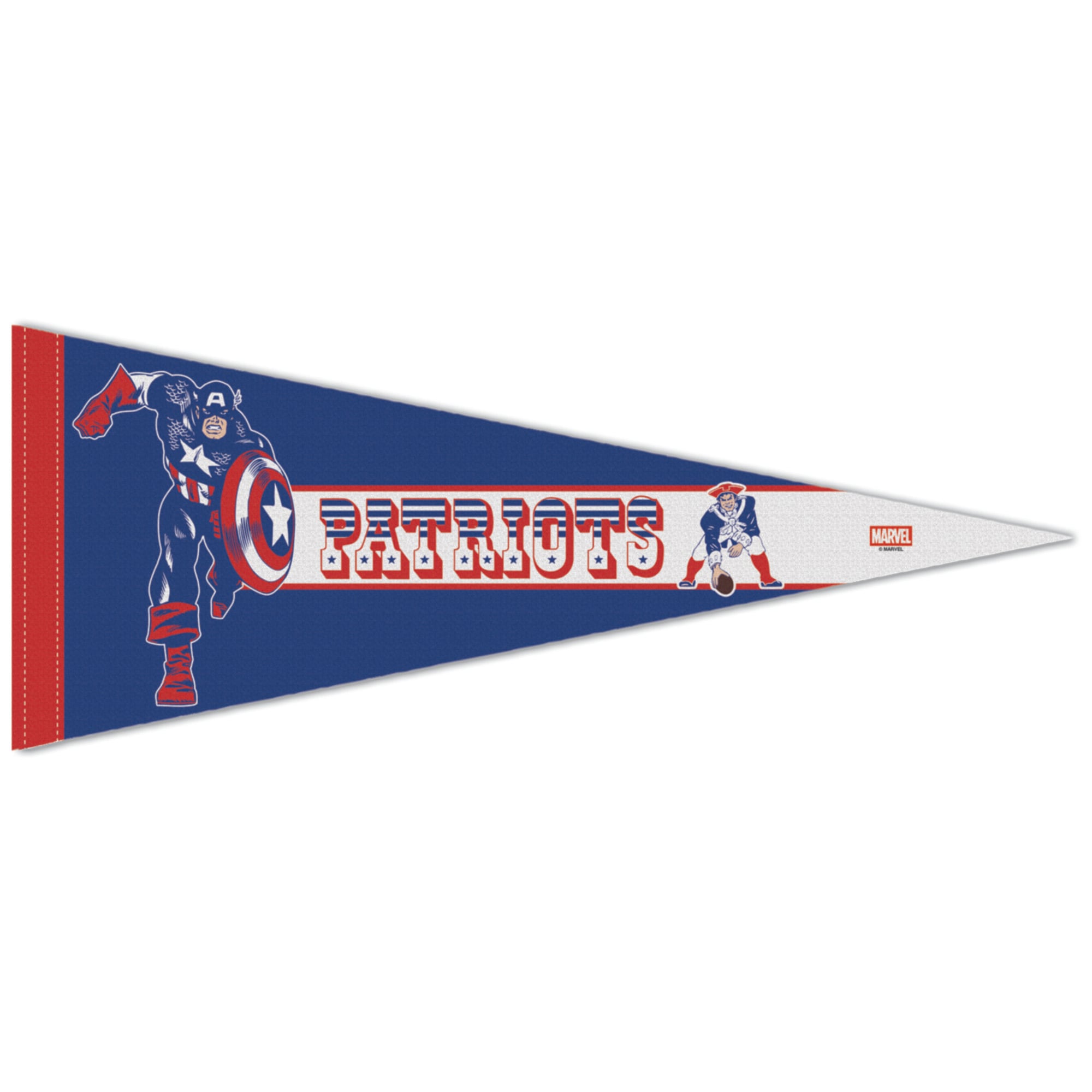 WinCraft New England Patriots Disney x NFL Captain America 12" x 30" Premium Pennant