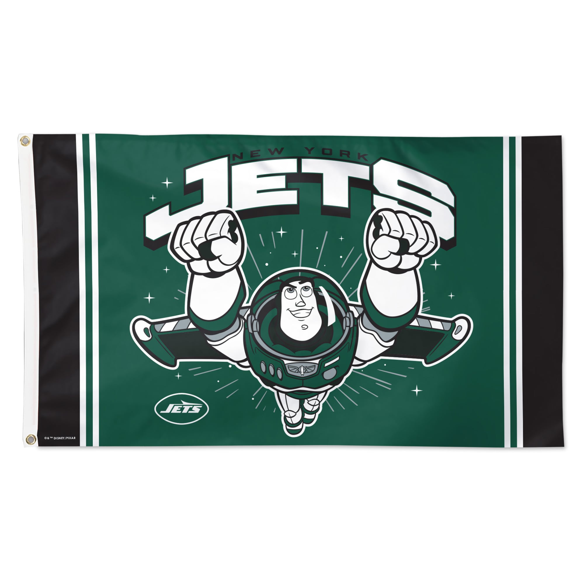 Drapeau de luxe simple face WinCraft New York Jets Disney x NFL Buzz l'Éclair 90 x 150 cm
