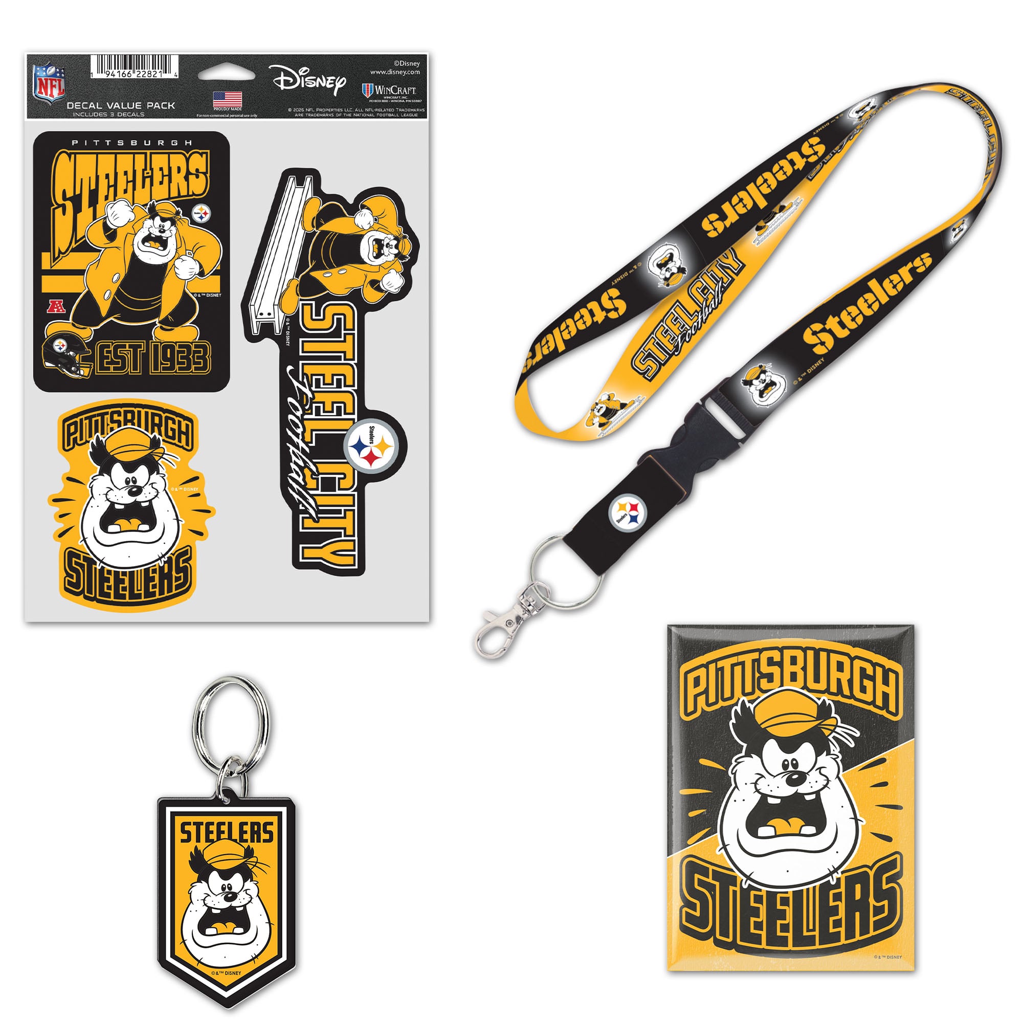 Pack de fans WinCraft Pittsburgh Steelers Disney x NFL Pete
