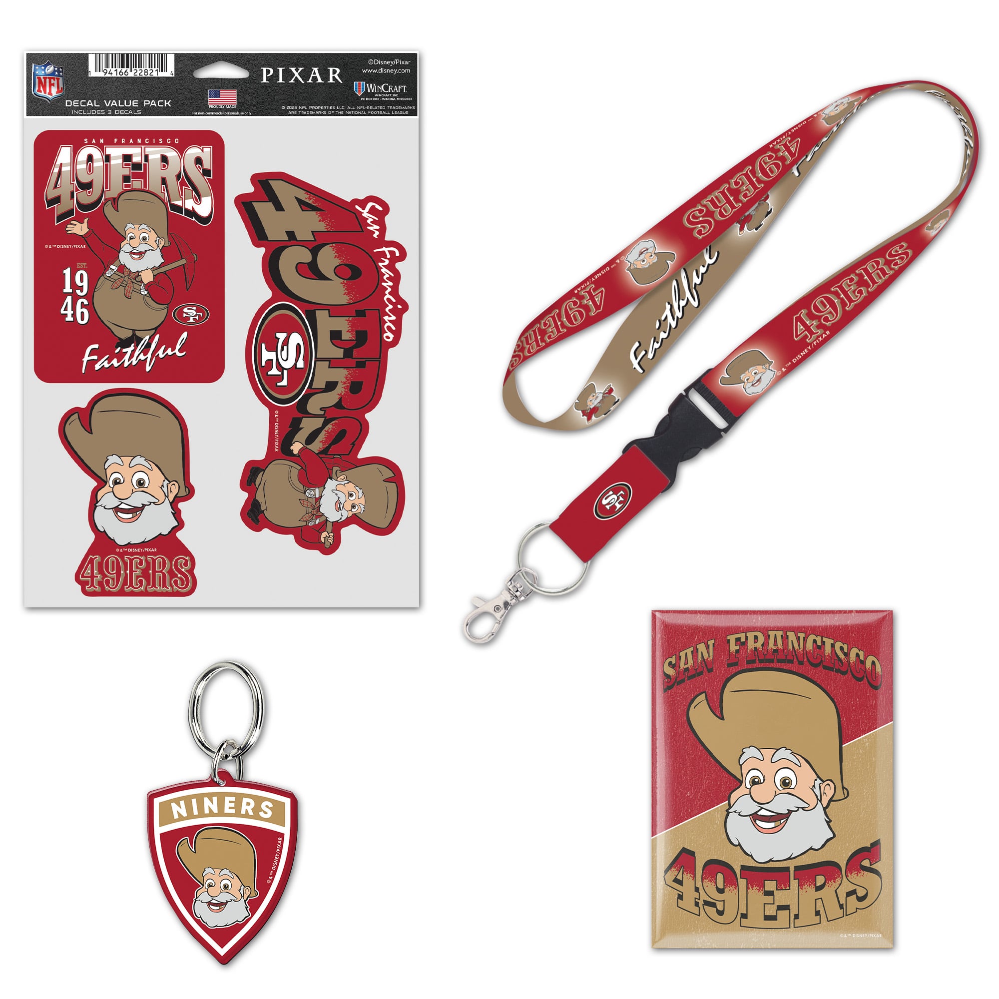 WinCraft San Francisco 49ers Disney x NFL Stinky Pete Fan Pack