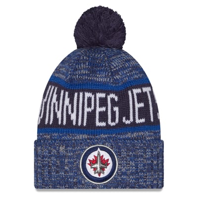 Bonnet à revers tricolore bleu marine/bleu des Jets de Winnipeg pour filles
