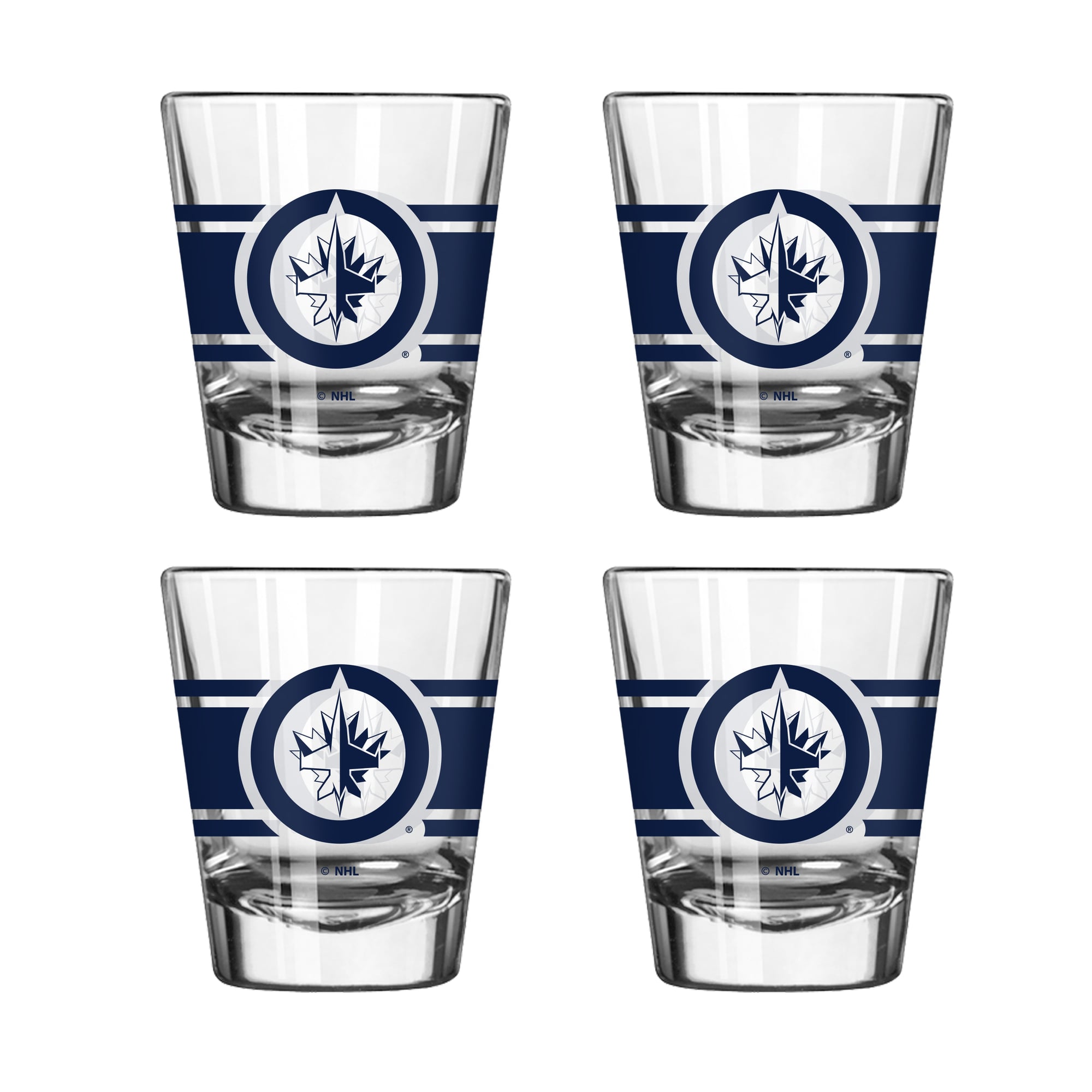 Ensemble de quatre verres à liqueur rayés Logo Brands Winnipeg Jets