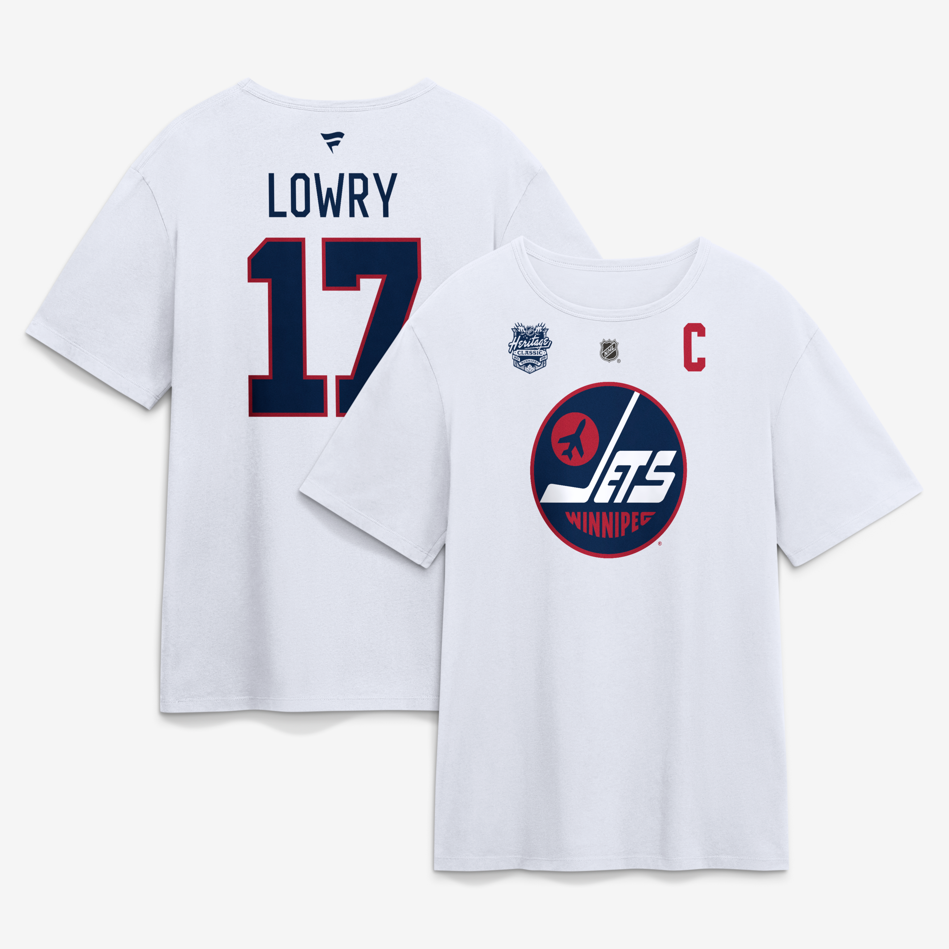 Men's Adam Lowry White Winnipeg Jets 2026 NHL Heritage Classic Authentic Name & Number T-Shirt