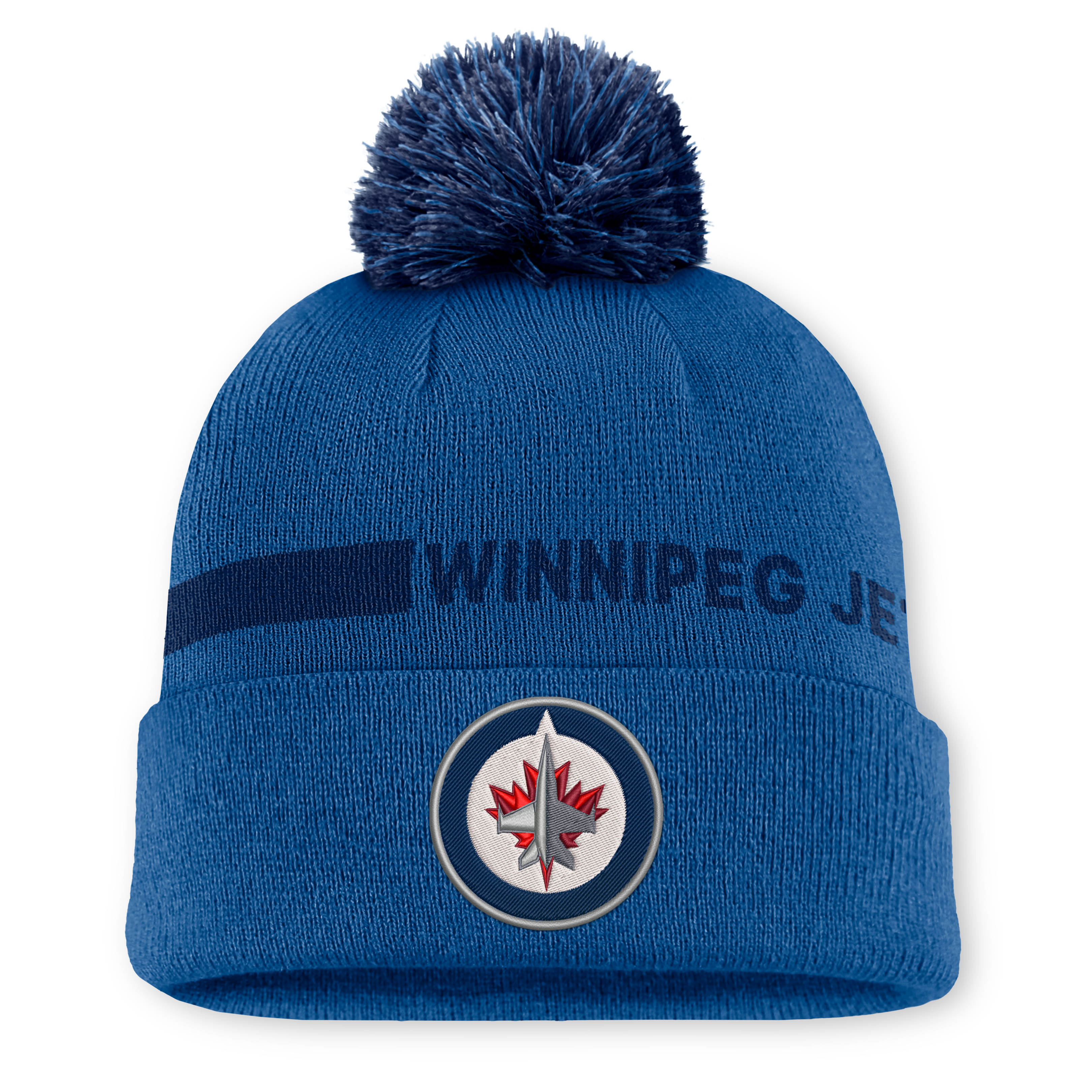 Men's Fanatics Blue Winnipeg Jets Authentic Pro Rink Cuffed Knit Hat with Pom