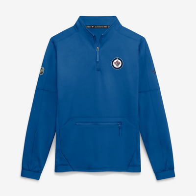 Pull-over à col zippé en polaire authentique Pro Rink bleu des Jets de Winnipeg pour homme (Fanatics).