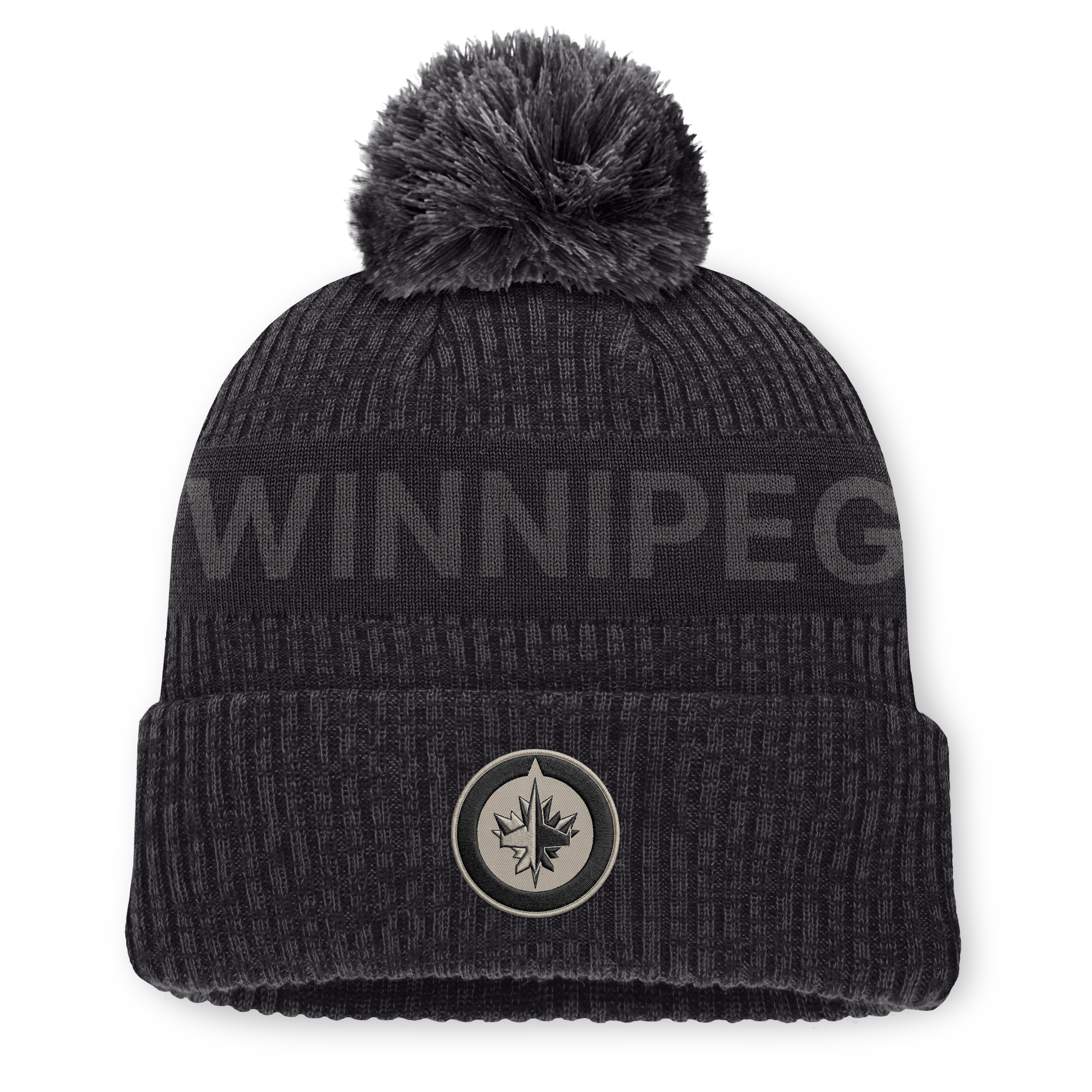 Men's Fanatics Charcoal Winnipeg Jets Road Phantom Cuffed Knit Hat with Pom