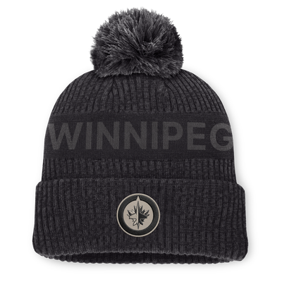 Men's Winnipeg Jets Fanatics Charcoal Road Phantom Cuffed Knit Hat with Pom