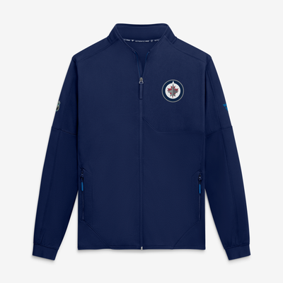 Veste polaire zippée intégrale authentique Pro Rink Fanatics bleu marine pour homme des Jets de Winnipeg