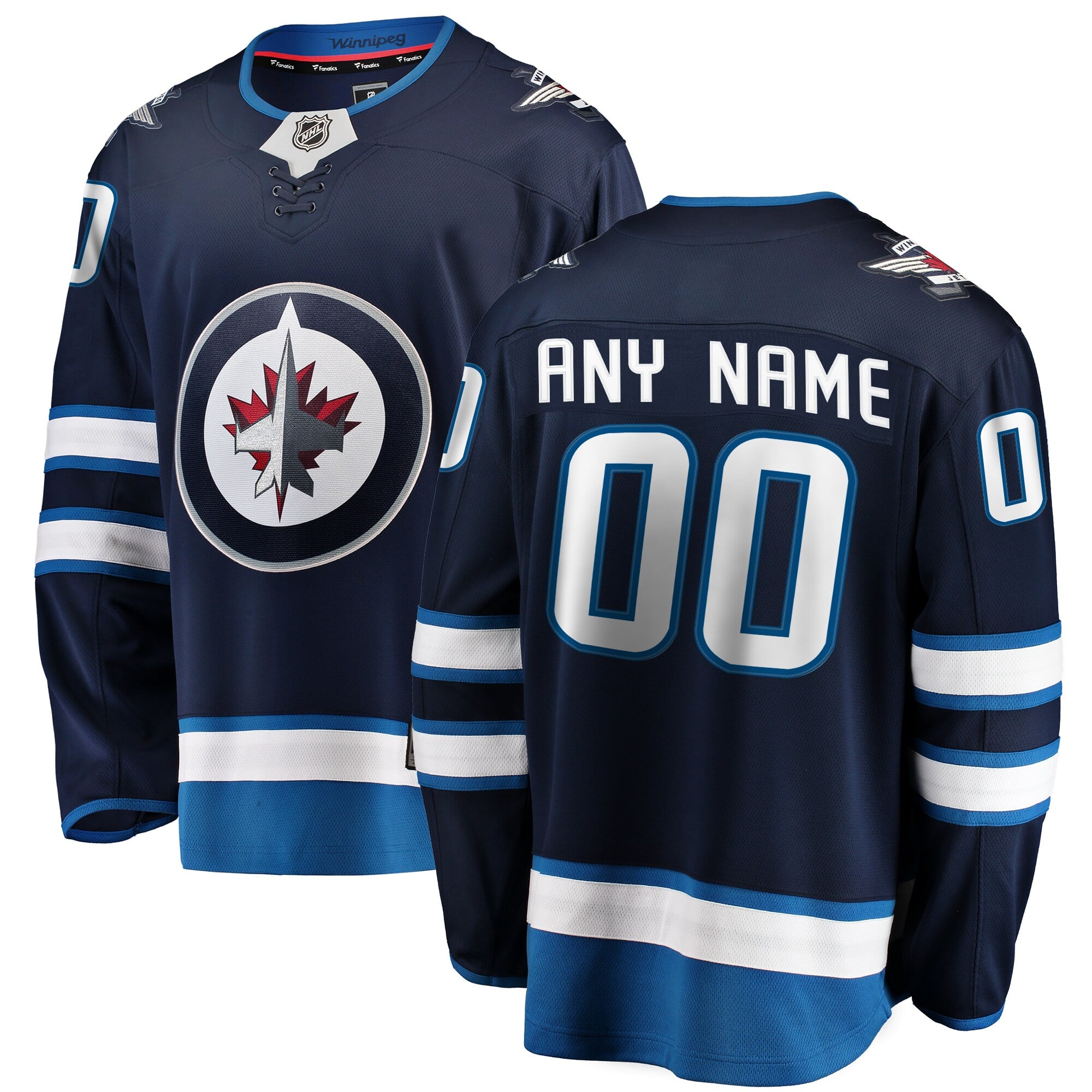Fanatics Branded Navy Winnipeg Jets Breakaway - Maillot personnalisé