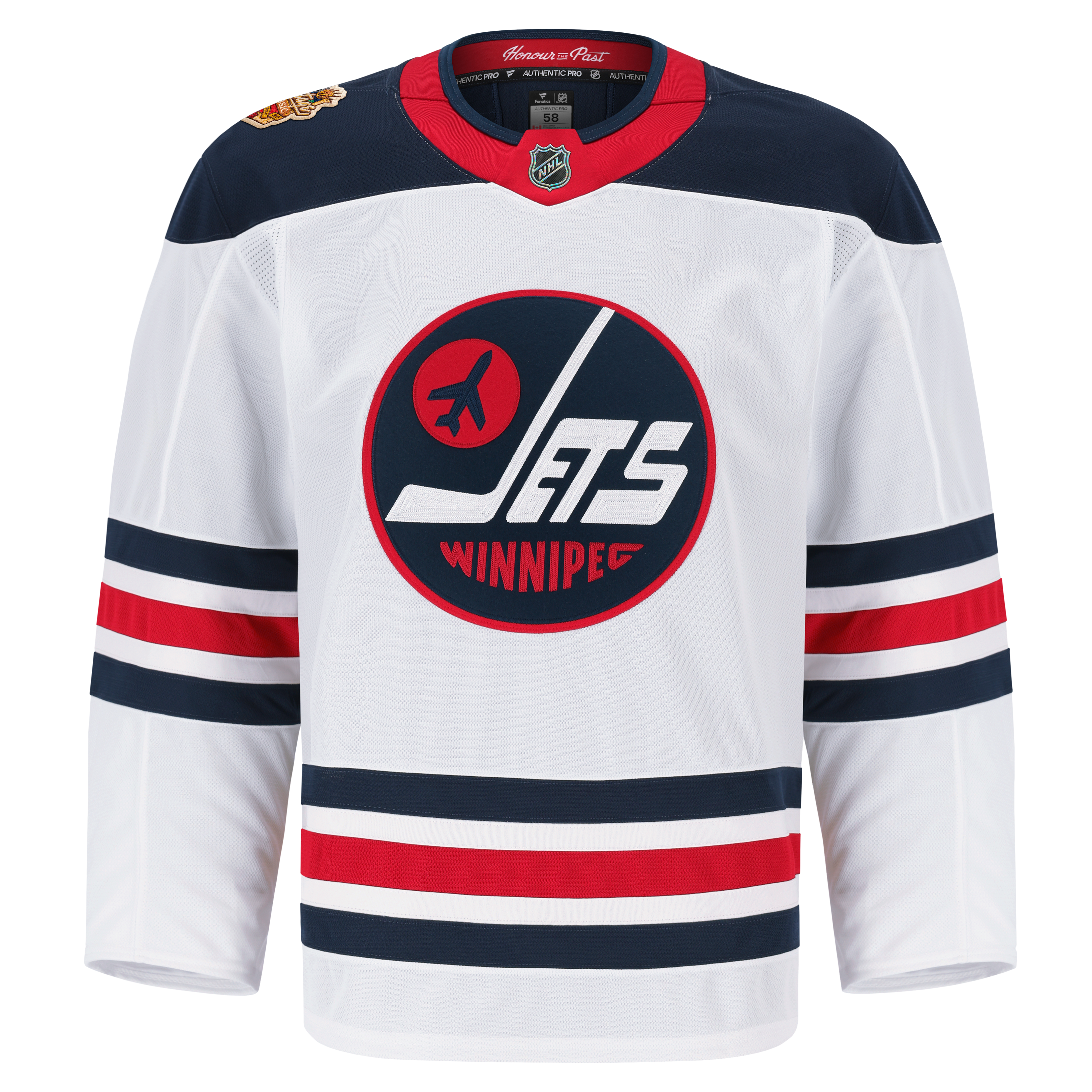 Maillot authentique professionnel blanc Fanatics des Jets de Winnipeg, édition classique du patrimoine la LNH 2026