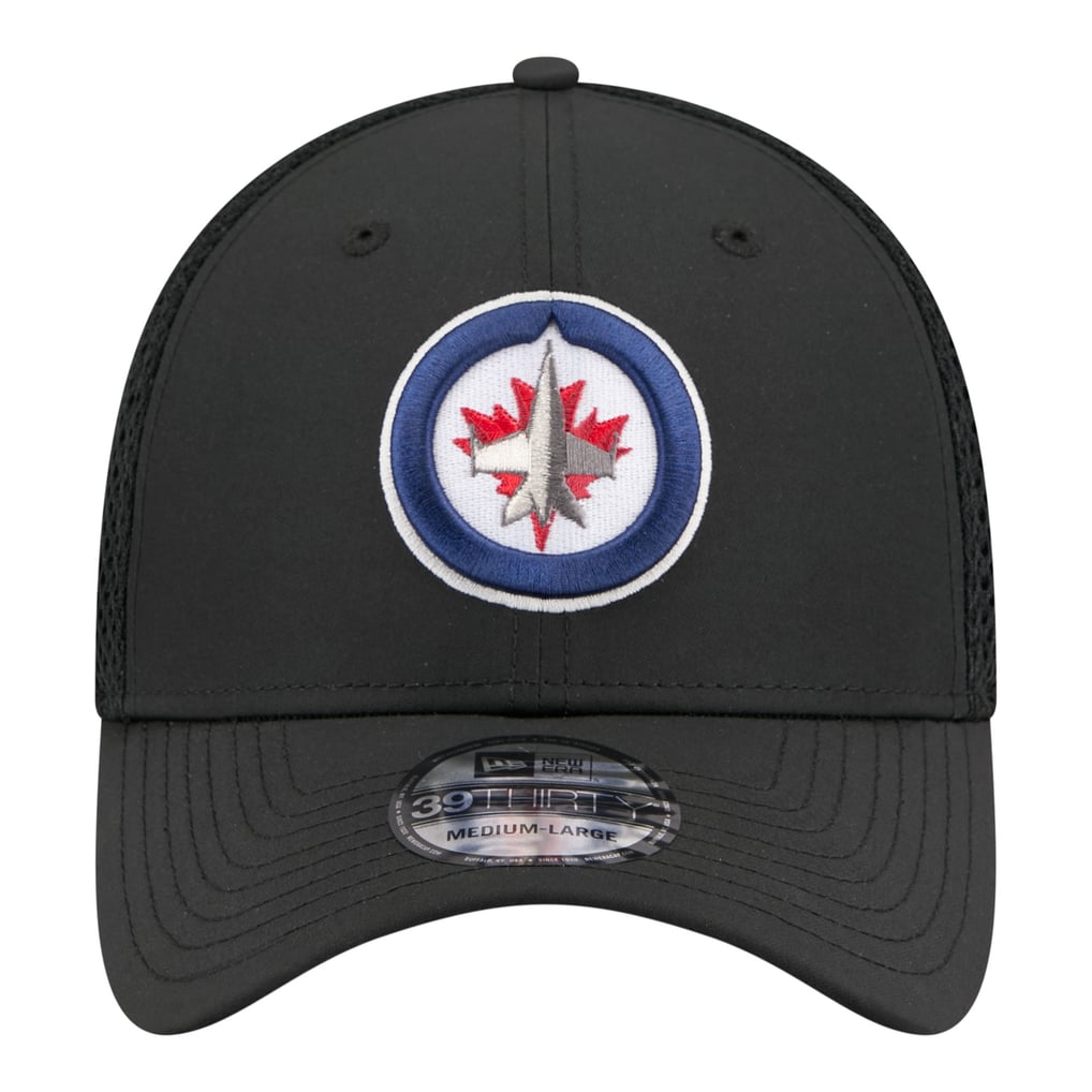 Casquette Flex New Era 39THIRTY à logo noir des Jets de Winnipeg pour homme