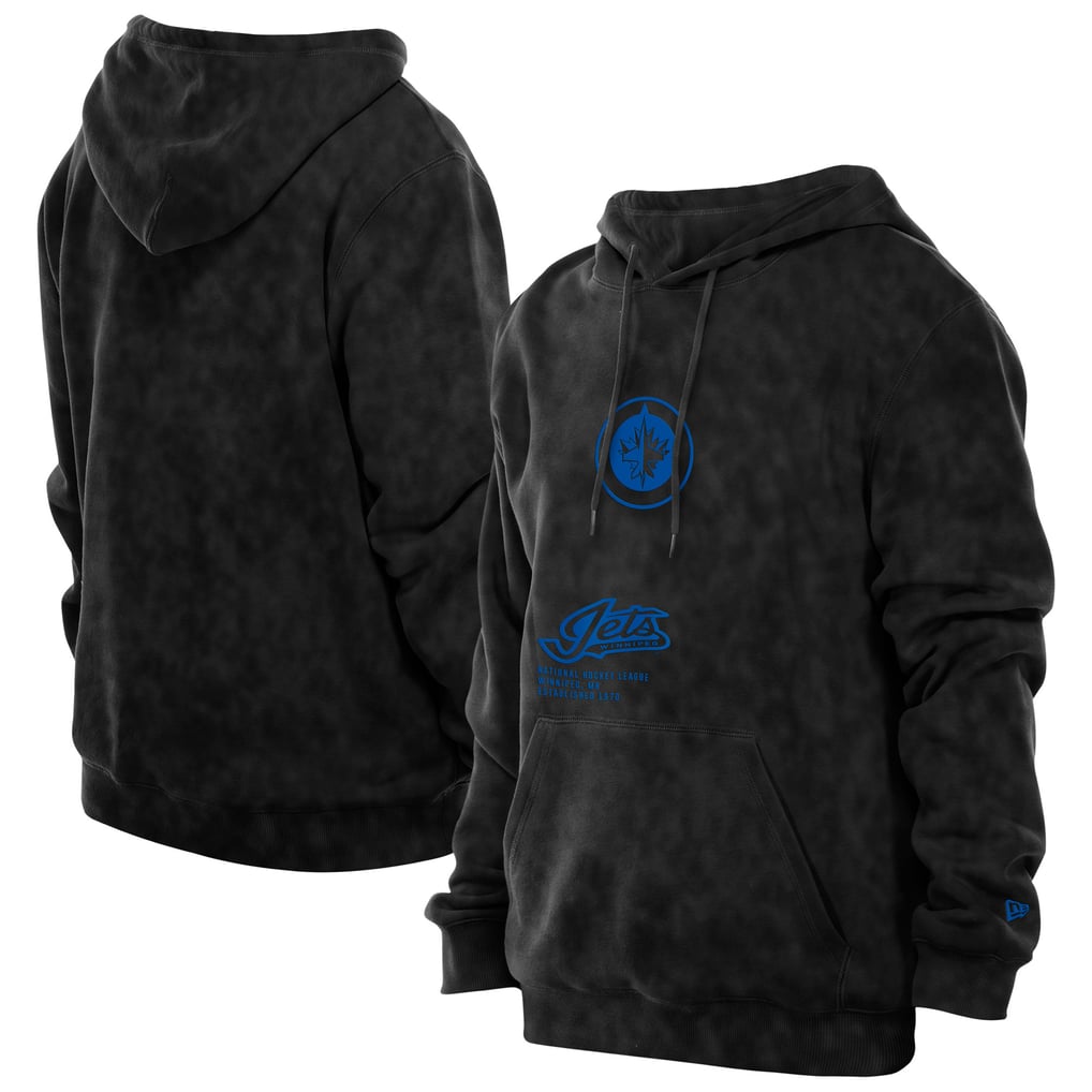 Sweat à capuche noir délavé minéral New Era pour homme des Jets de Winnipeg