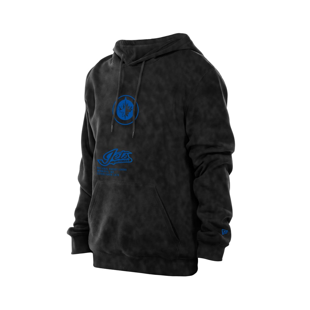 Sweat à capuche noir délavé minéral New Era pour homme des Jets de Winnipeg