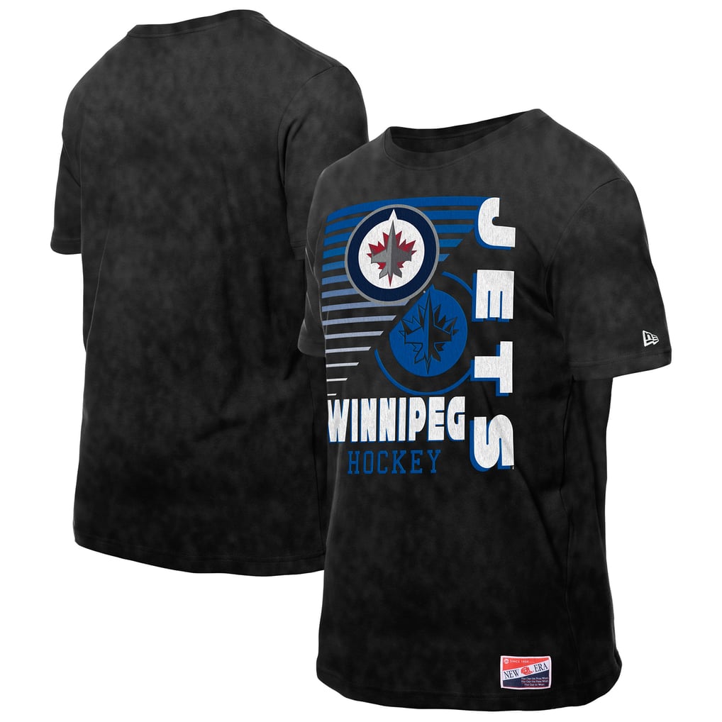 T-shirt noir délavé minéral New Era pour homme des Jets de Winnipeg