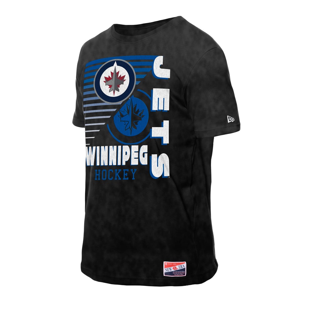 T-shirt noir délavé minéral New Era pour homme des Jets de Winnipeg