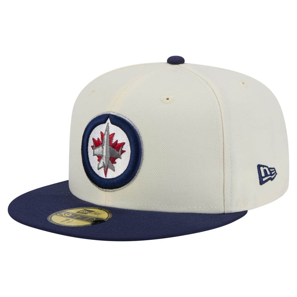 Casquette ajustée New Era 59FIFTY pour homme, couleur crème/bleu marine, des Jets de Winnipeg