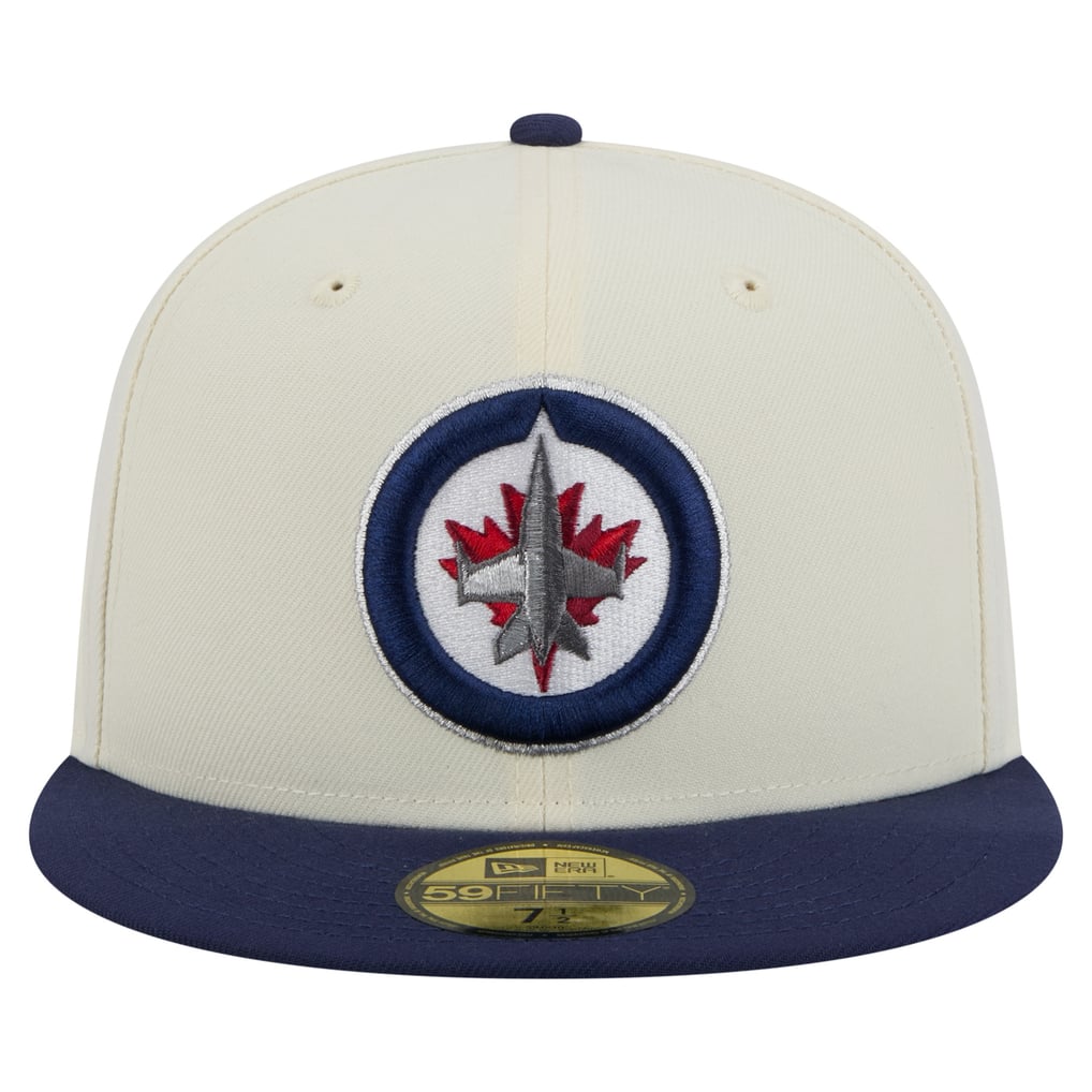 Casquette ajustée New Era 59FIFTY pour homme, couleur crème/bleu marine, des Jets de Winnipeg