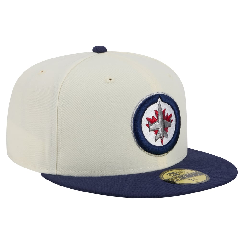 Casquette ajustée New Era 59FIFTY pour homme, couleur crème/bleu marine, des Jets de Winnipeg