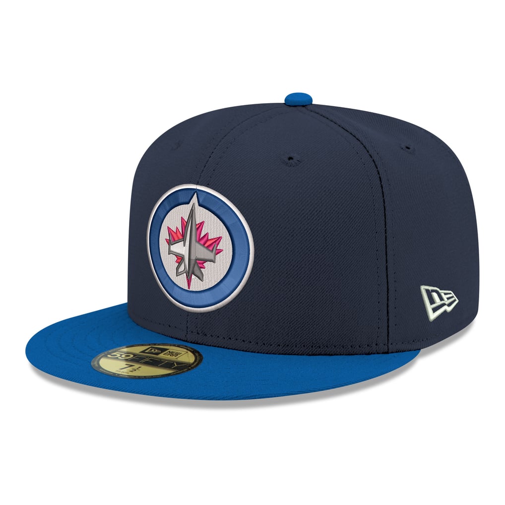 Casquette ajustée 59FIFTY bicolore bleu marine à logo principal des Jets de Winnipeg pour homme