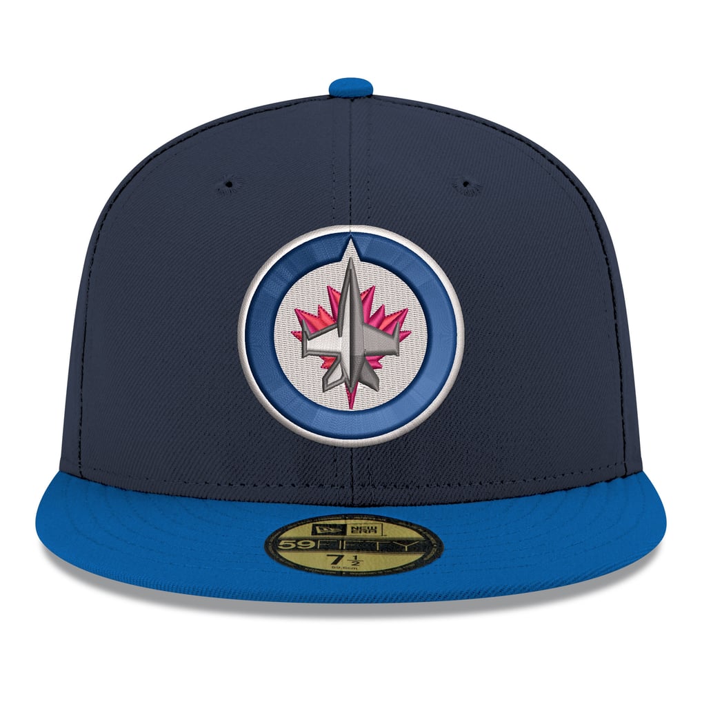 Casquette ajustée 59FIFTY bicolore bleu marine à logo principal des Jets de Winnipeg pour homme
