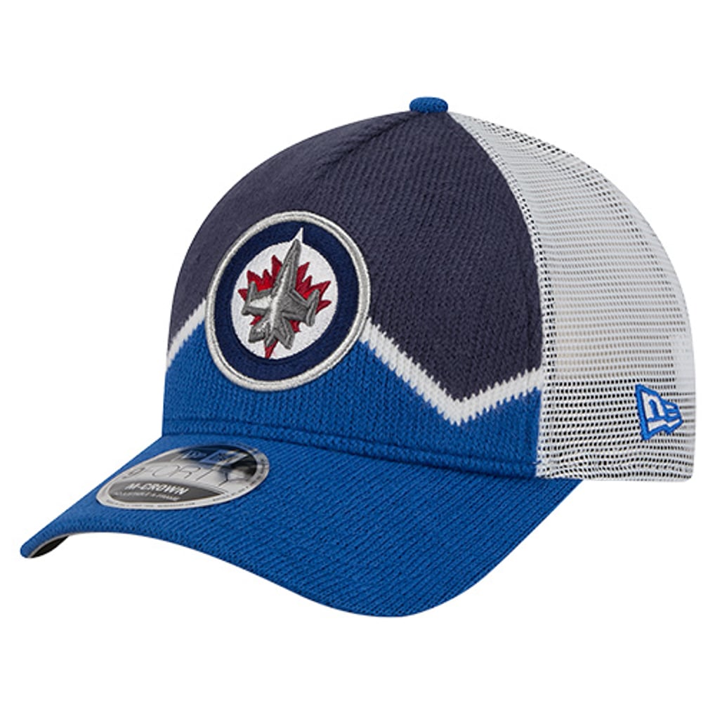 Casquette ajustable New Era 9FORTY M-Crown A-Frame bleu marine/bleu marine pour homme des Jets de Winnipeg