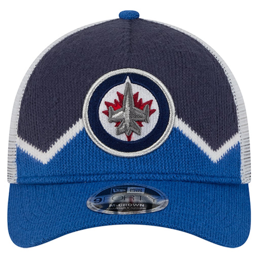 Casquette ajustable New Era 9FORTY M-Crown A-Frame bleu marine/bleu marine pour homme des Jets de Winnipeg