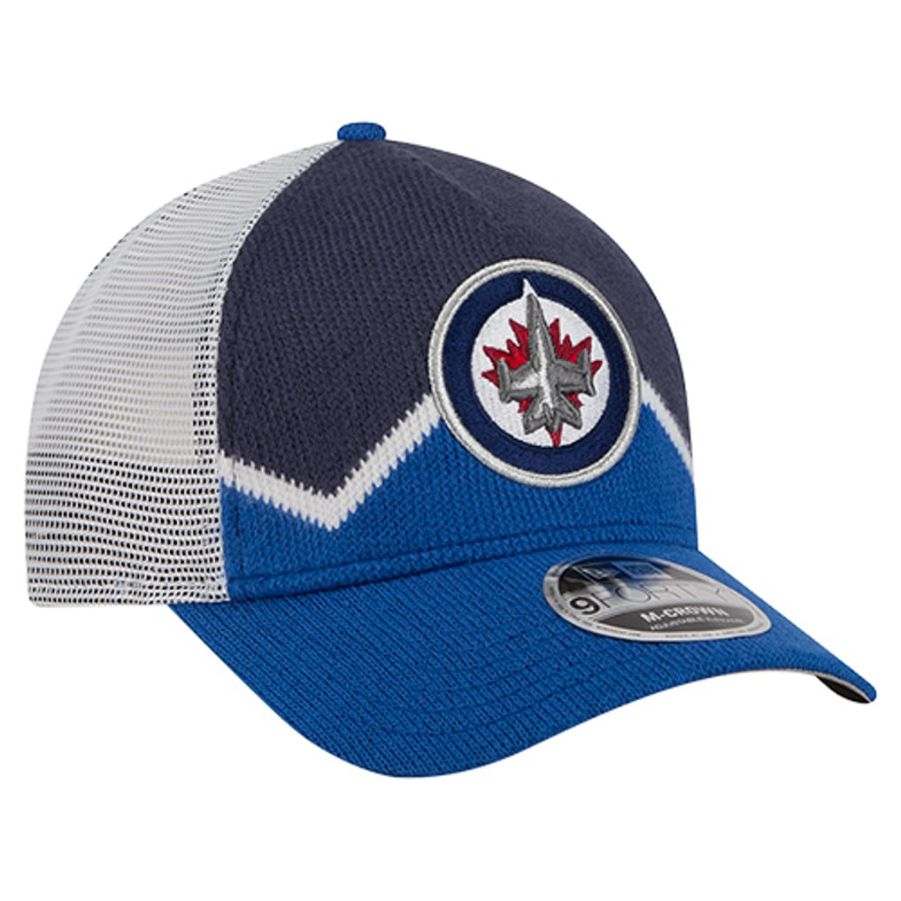 Casquette ajustable New Era 9FORTY M-Crown A-Frame bleu marine/bleu marine pour homme des Jets de Winnipeg