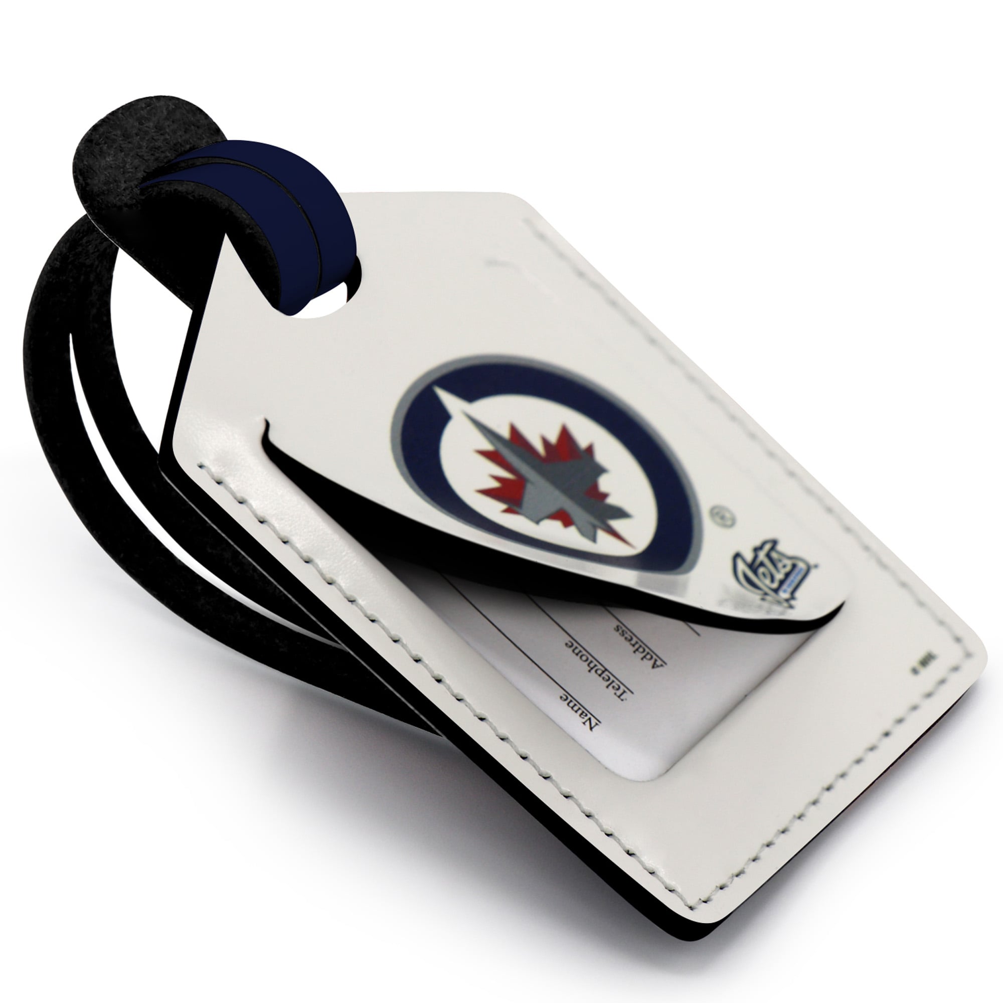 Étiquette de bagage en cuir personnalisée Jets de Winnipeg blanc