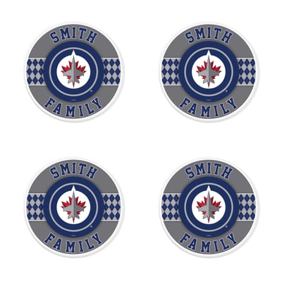 Winnipeg Jets 4" Personalized Circular Coasters 4-Pack Set