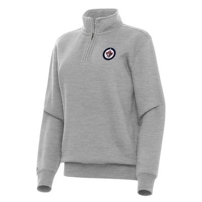 Winnipeg Jets Antigua Women's Victory Quarter-Zip Sweatshirt - Heather Gray