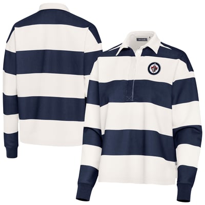 Winnipeg Jets Antigua Women's Banner Rugby Long Sleeve Polo - Navy/White