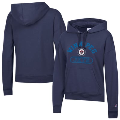  Winnipeg Jets Champion Women's Arched Pill Box Hoodie - Navy