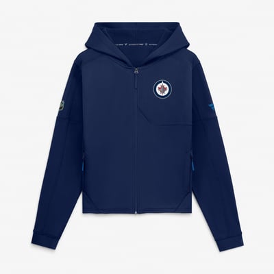Sweat à capuche zippé authentique Pro Rink bleu marine des Jets de Winnipeg pour femmes (Fanatics)