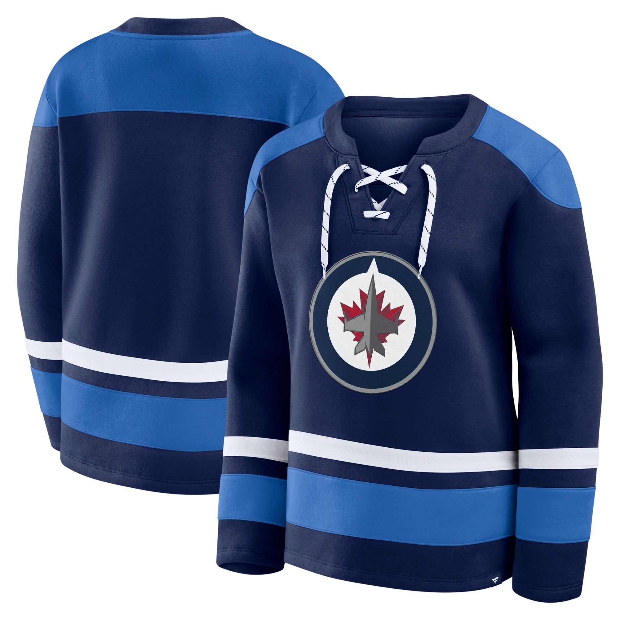 Sweat-shirt à manches longues et lacets Fanatics Navy Winnipeg Jets Icing pour femme