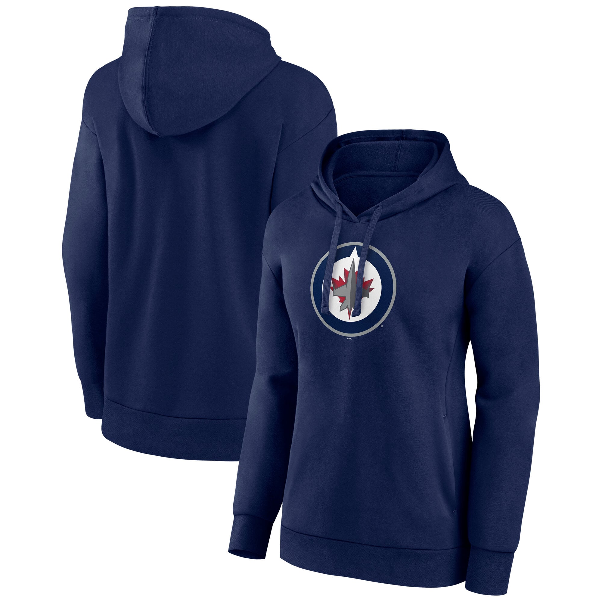 Women's Fanatics Navy Winnipeg Jets Primary Logo Fleece Pullover Hoodie