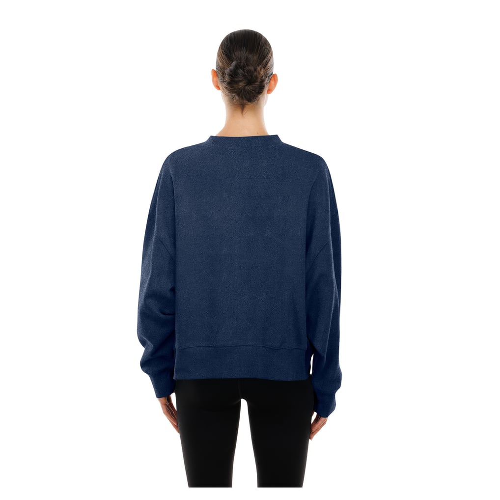 Sweat-shirt court à manches dolman bleu marine pour femme des Jets de Winnipeg New Era, délavé minéral