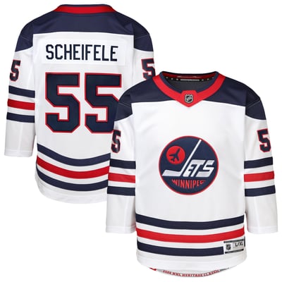 Maillot de joueur de première classe Mark Scheifele Outerstuff blanc 2026 des Jets de Winnipeg (jeune)