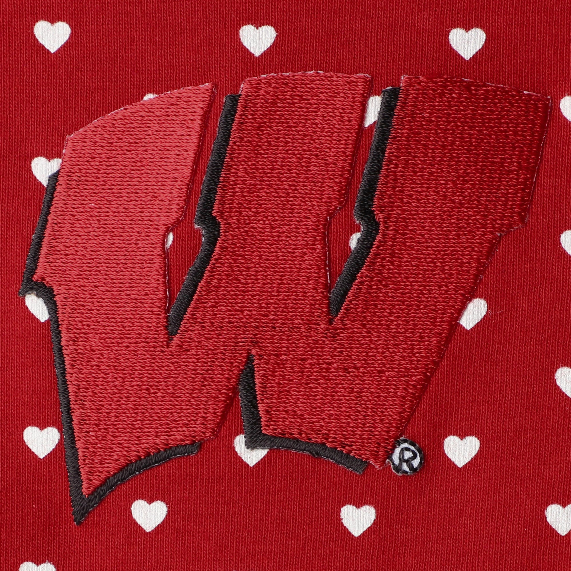 Ensemble body et bandeau rouges à motifs de cœurs blaireaux du Wisconsin pour nouveau-nés bébés