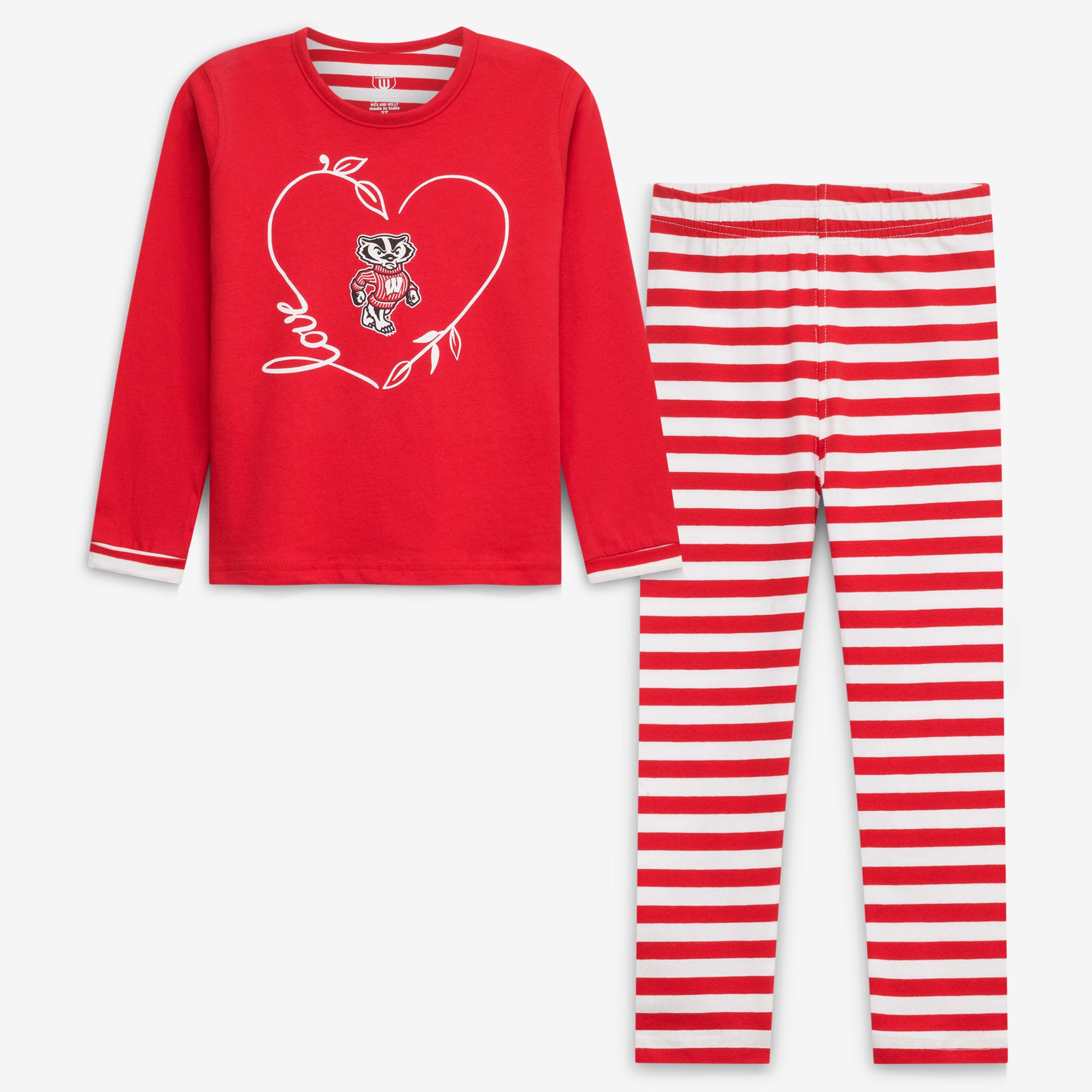 Ensemble 2 pièces pour petites filles Wes & Willy Red Wisconsin Badgers : haut à manches longues et pantalon