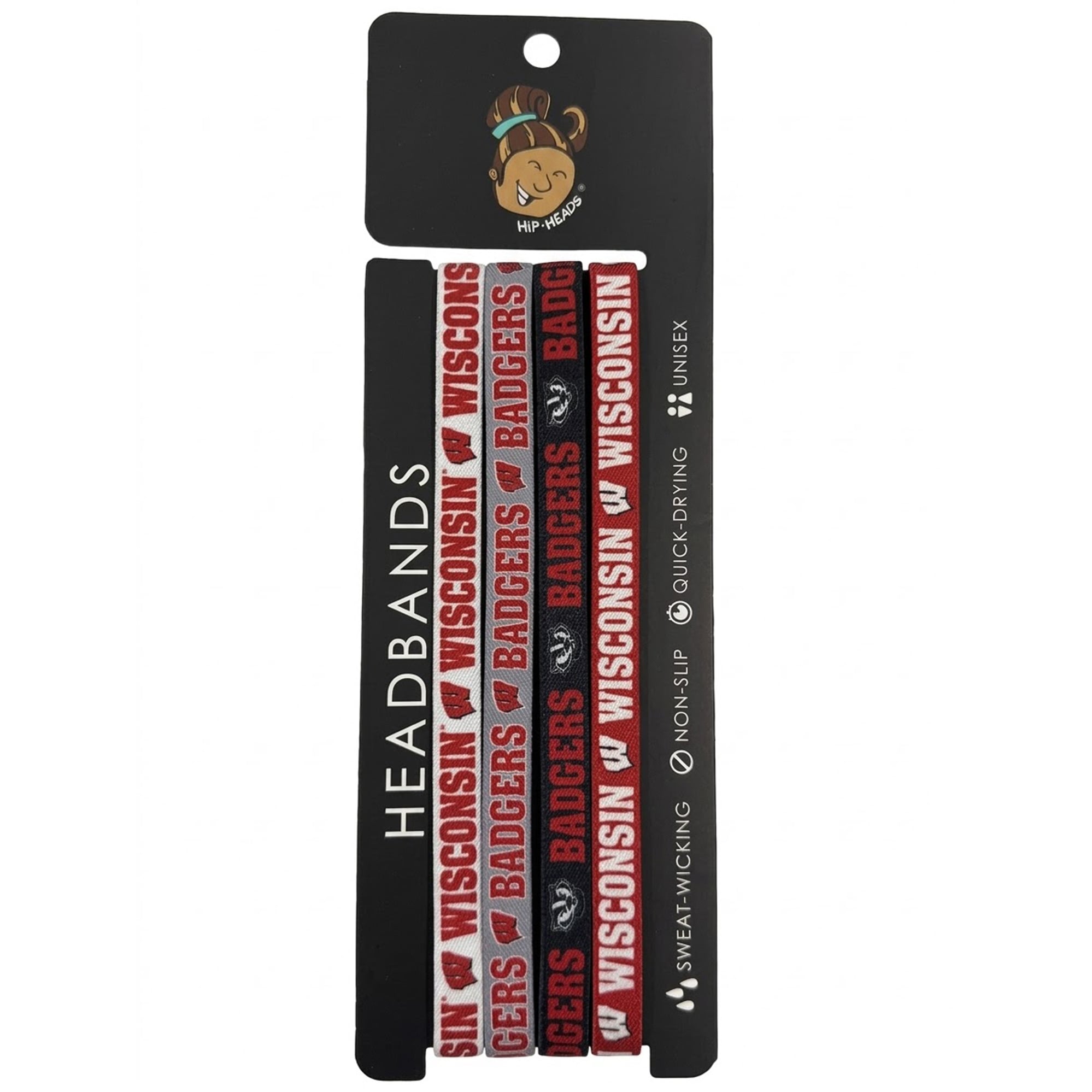 Hip Heads  Wisconsin Badgers Four-Pack of Thin Headbands