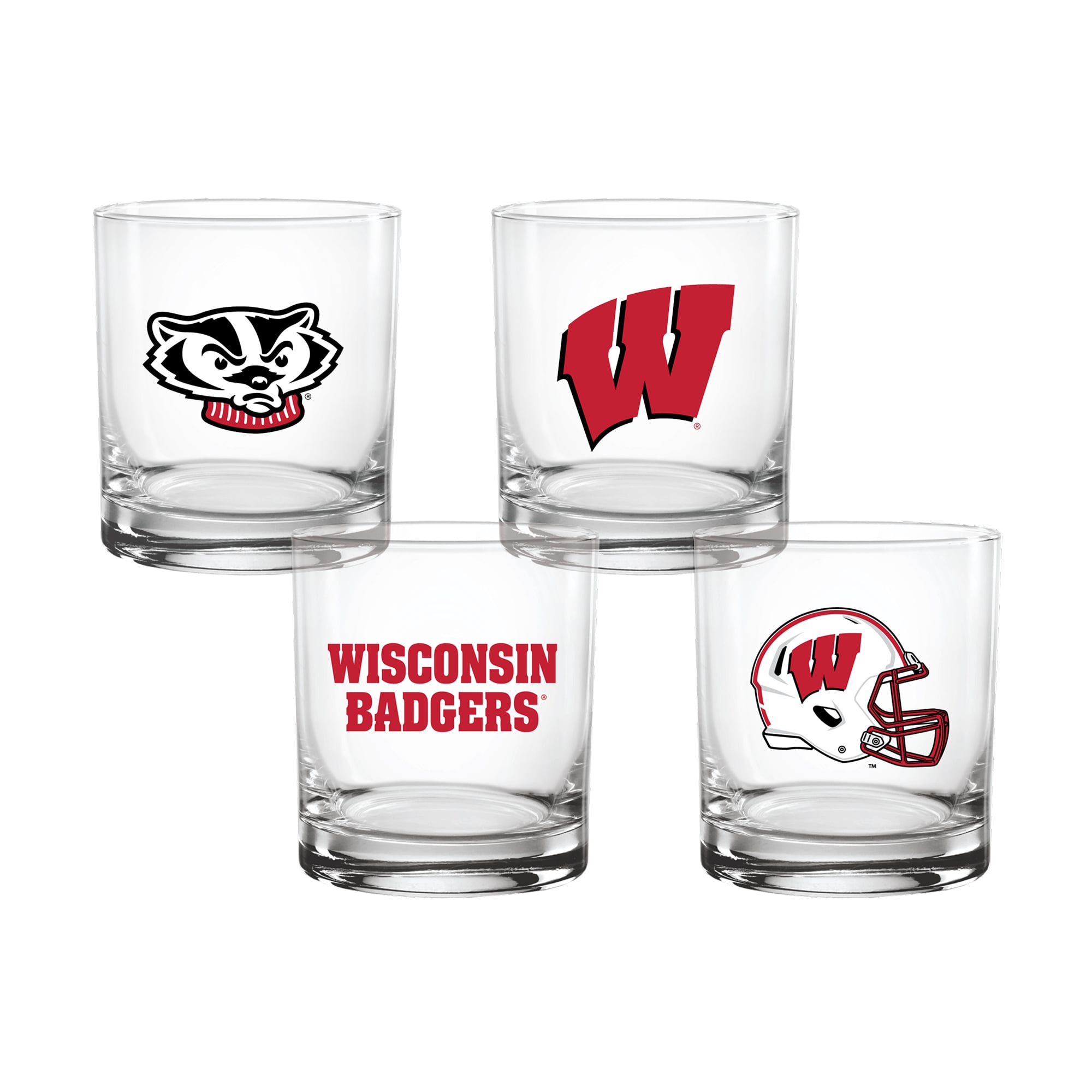 Coffret de 4 verres à whisky de collection Indigo Falls Wisconsin Badgers