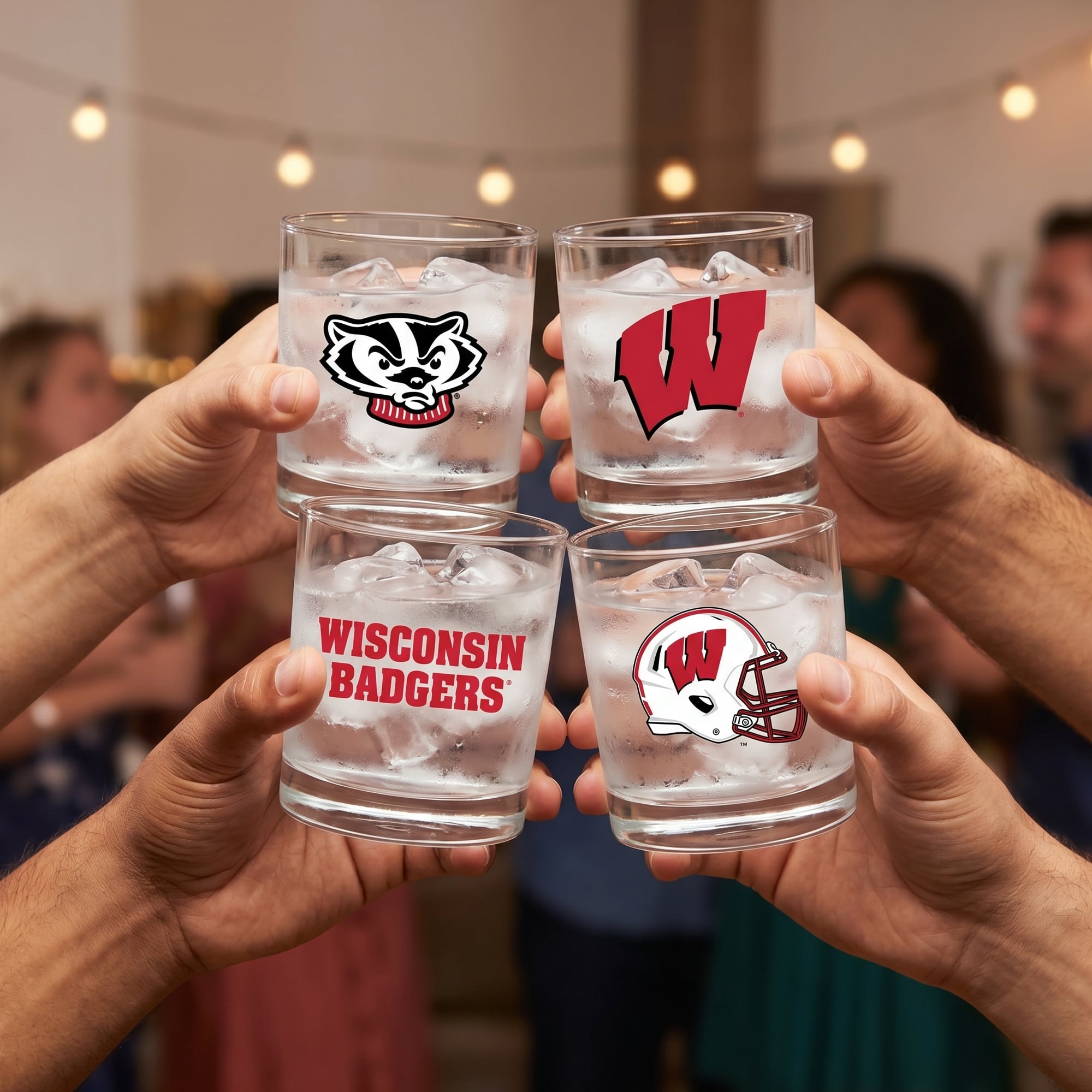 Coffret de 4 verres à whisky de collection Indigo Falls Wisconsin Badgers