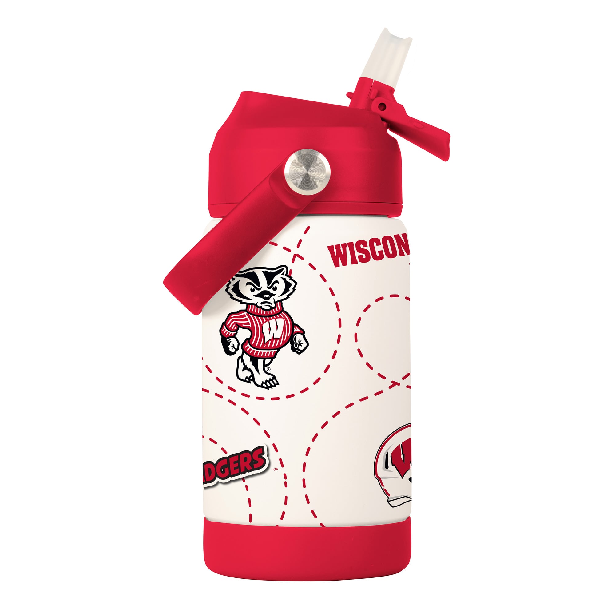 Bouteille de 35 cl des Wisconsin Badgers, logo de la marque