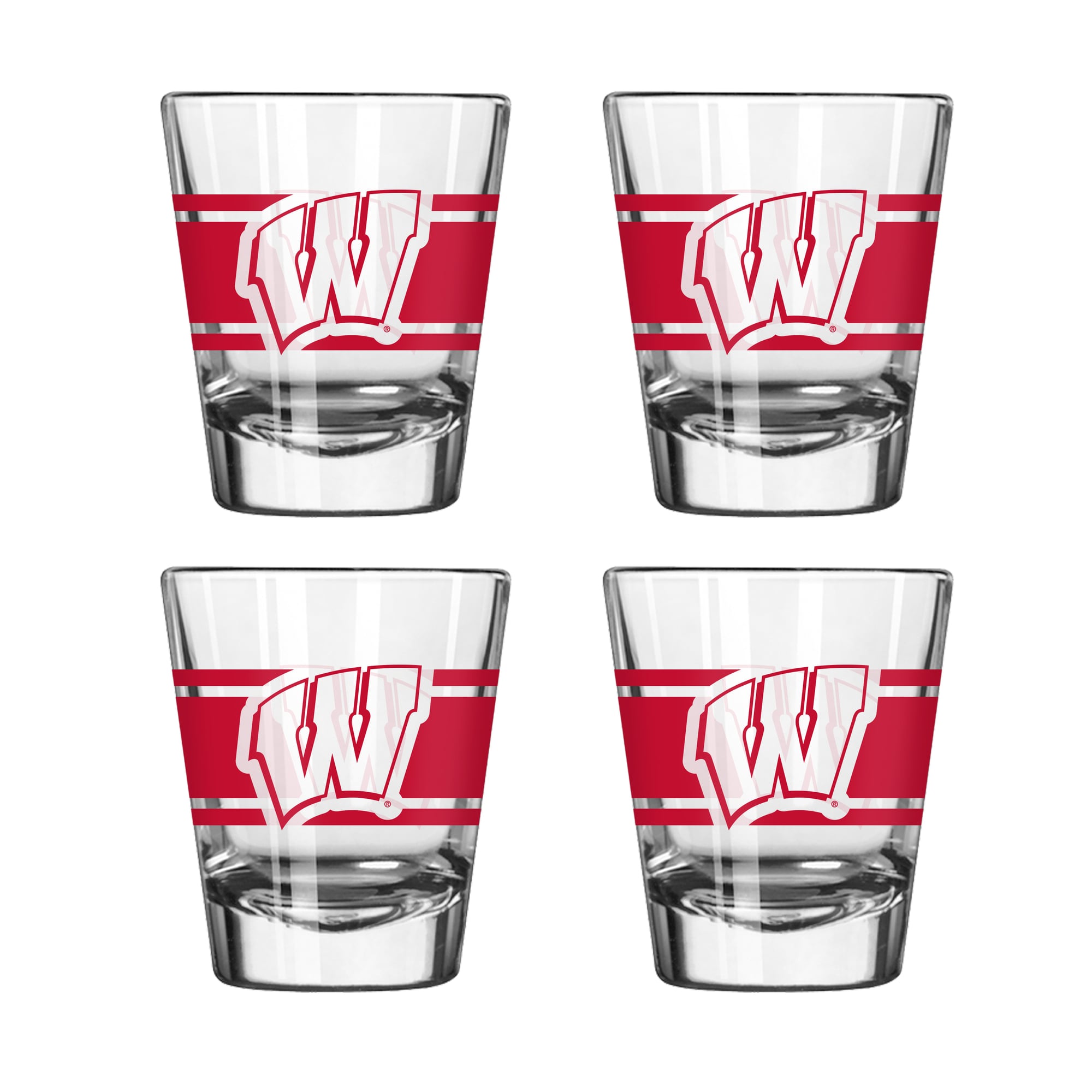 Ensemble de quatre verres à shot rayés Logo Brands Wisconsin Badgers