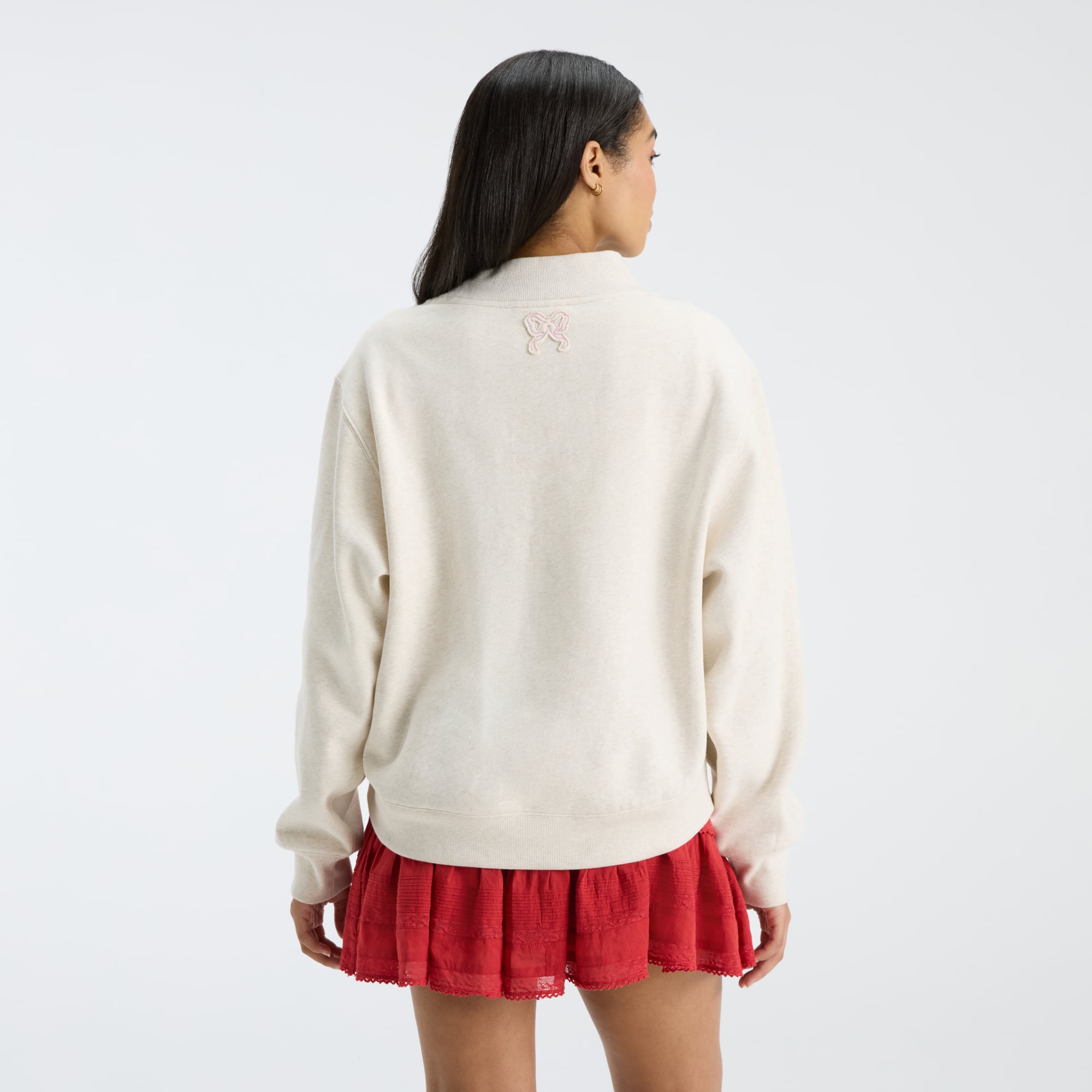 LoveShackFancy Women's Cream Wisconsin Badgers Mockneck Sweatshirt