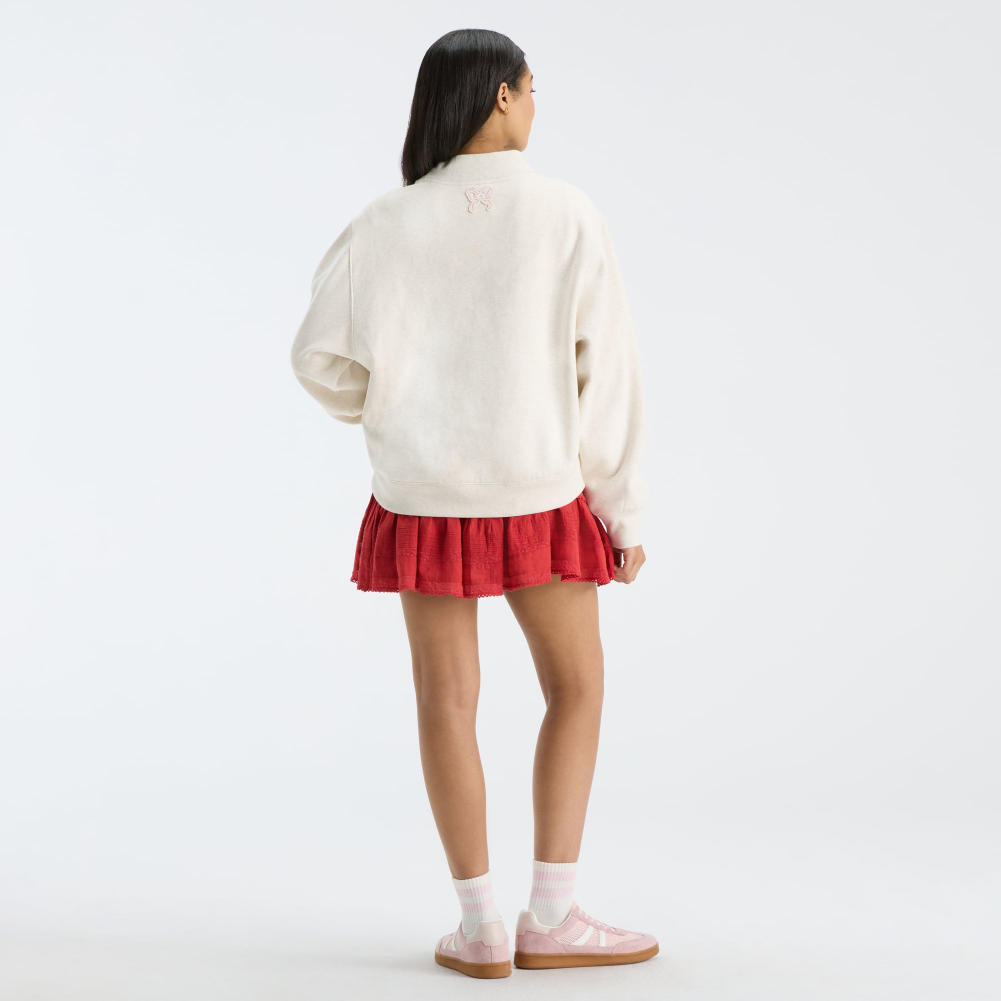 LoveShackFancy Women's Cream Wisconsin Badgers Mockneck Sweatshirt