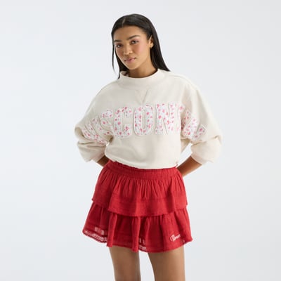 LoveShackFancy Wisconsin Badgers Women's Mockneck Sweatshirt - Cream