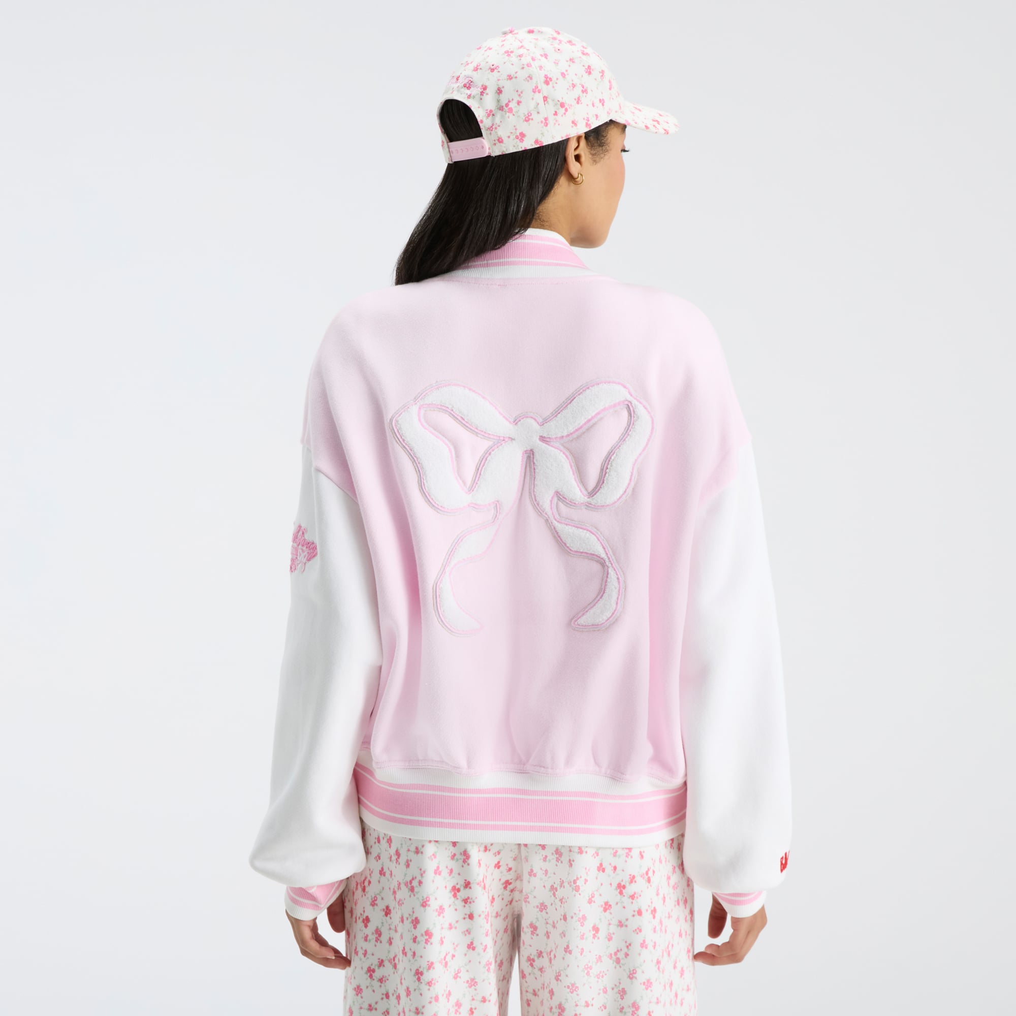 Veste universitaire rose à boutons-pression LoveShackFancy pour femme